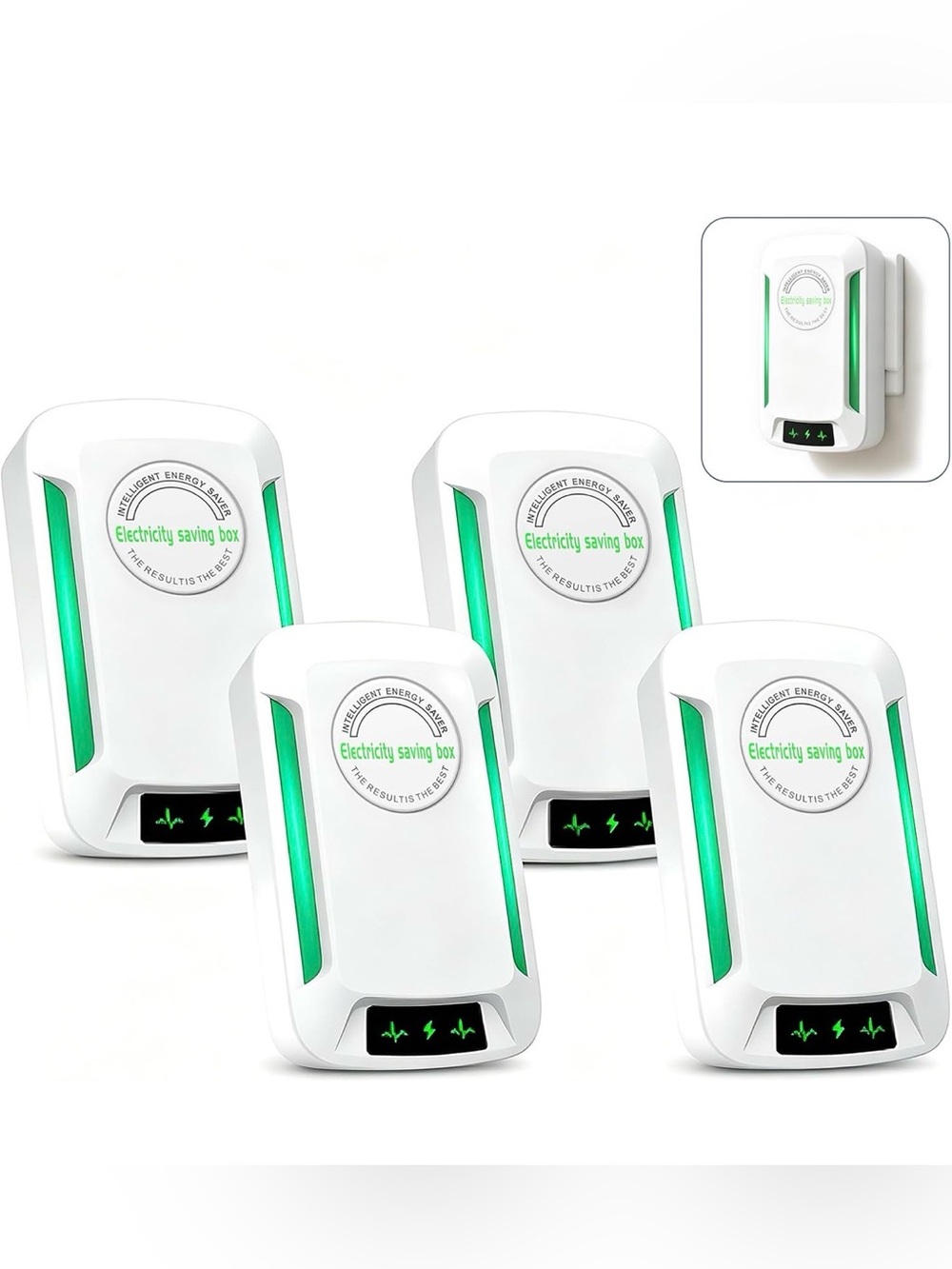 Energy-Saving Power Optimizer Plug - White with Green Accents (Pack of 4)